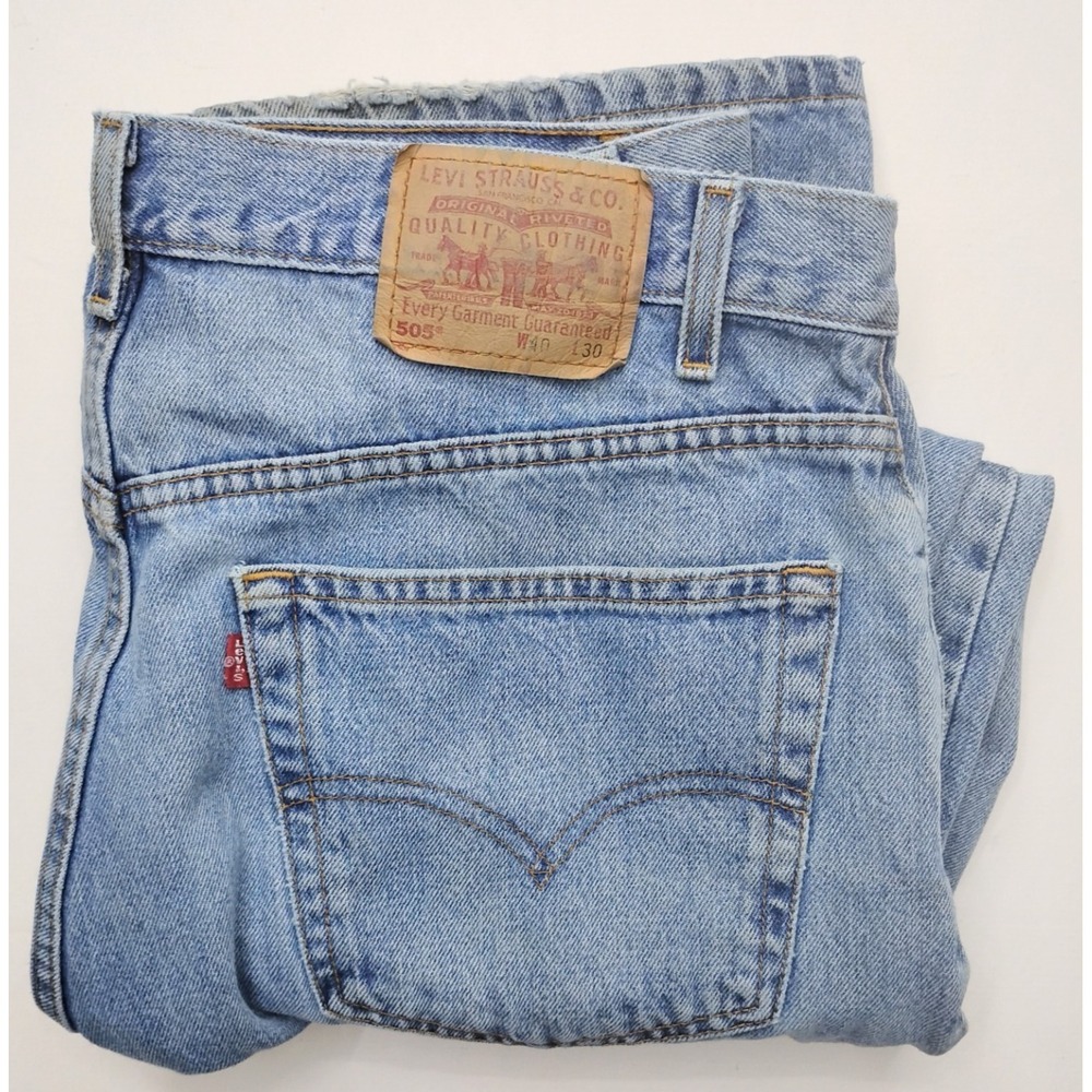 Levis 505 Jeans Mens‎ 40x30 Blue Denim Straight Leg Medium Wash Grunge 2000